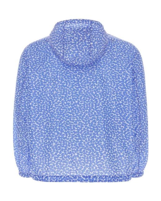 Prada Blue Printed Hooded Windbreaker for men