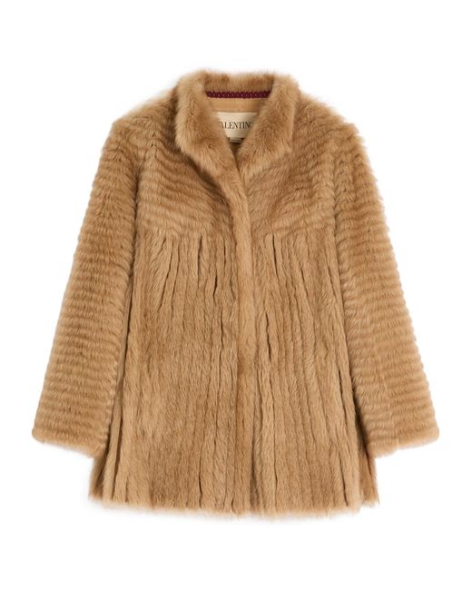 Valentino Brown Concealed Front Fastened Long-Sleeved Coat