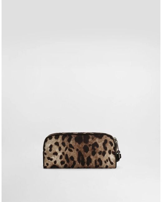Dolce & Gabbana Brown Leopard-Print Wash Bag for men