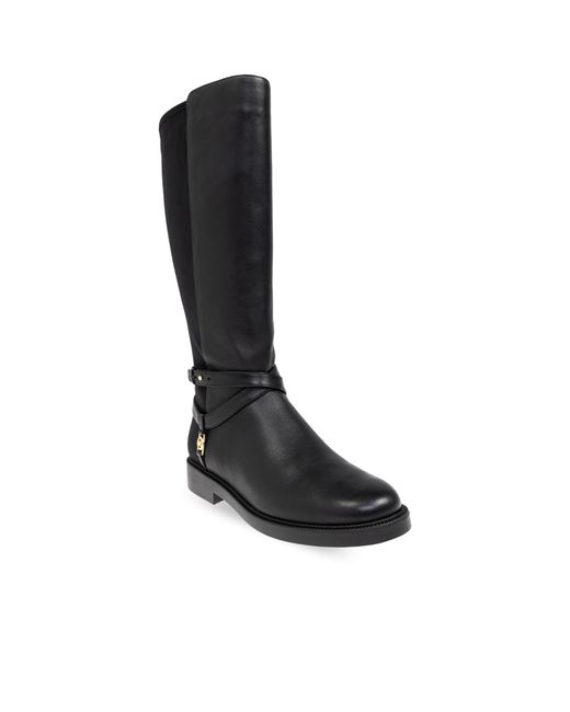 MICHAEL Michael Kors Black Abigail Logo Plaque Boots