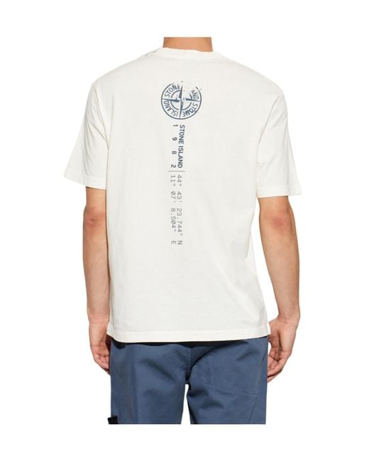 Stone Island White Short Sleeve Crewneck T-Shirt for men