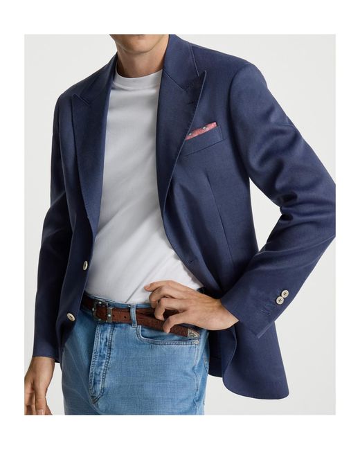 Brunello Cucinelli Blue Peak-Lapels Blazer for men