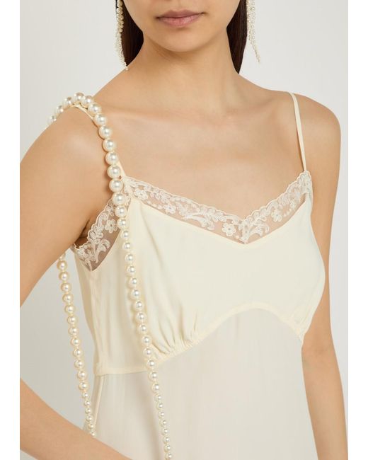 Simone Rocha White Lace-Trimmed Crepe-De-Chine Midi Dress