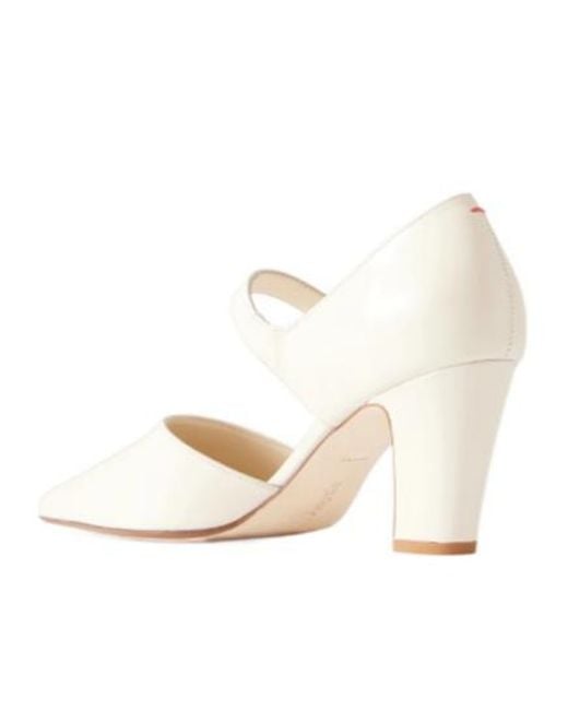 Aeyde White Pointed-Toe Mary Janes
