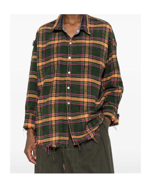 R13 Multicolor Reversible Shredded Seam Drop Neck Shirt