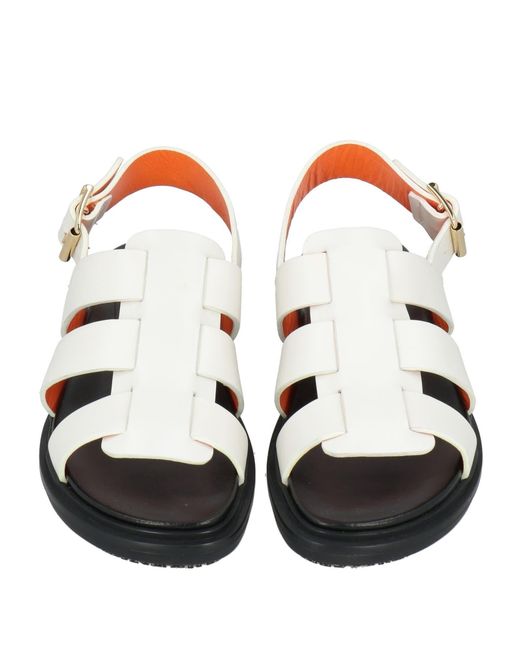 Marni White Solid Color Leather Sandals