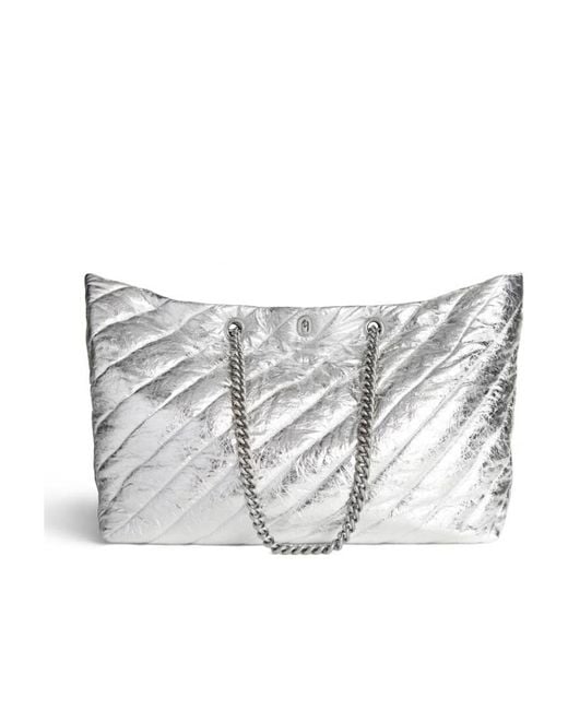 Balenciaga Gray Crush Large Quilted Tote Bag
