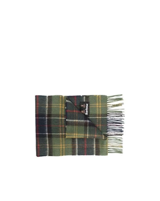 Barbour Green Logo-Patch Check Pattern Scarf for men