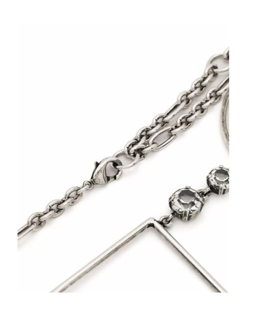 Krizia White Rhinestone-Embellished Pendant Necklace