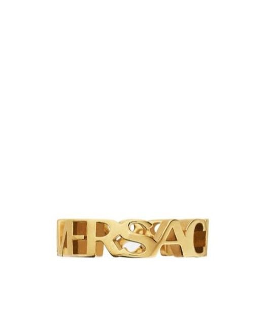 Versace Metallic Logo-Lettering Ring for men