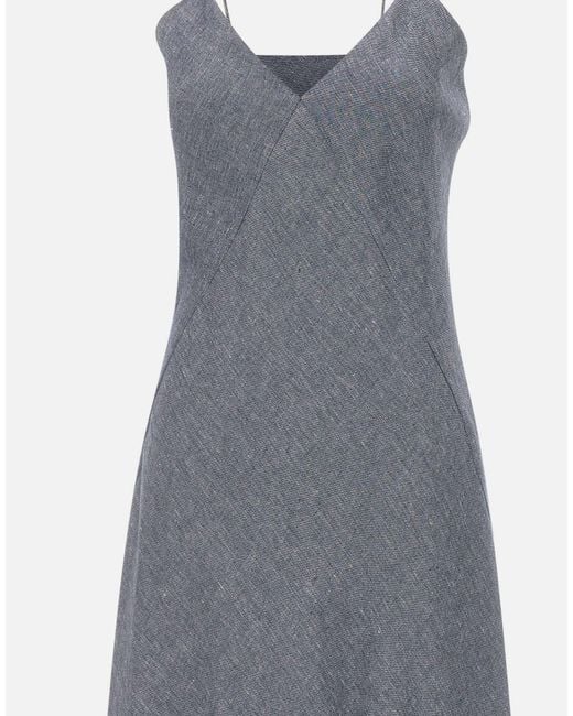 Eleventy Gray Flared V-Neck Maxi Dress