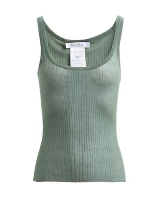 Max Mara Green Solid Sleeveless Knit Vest