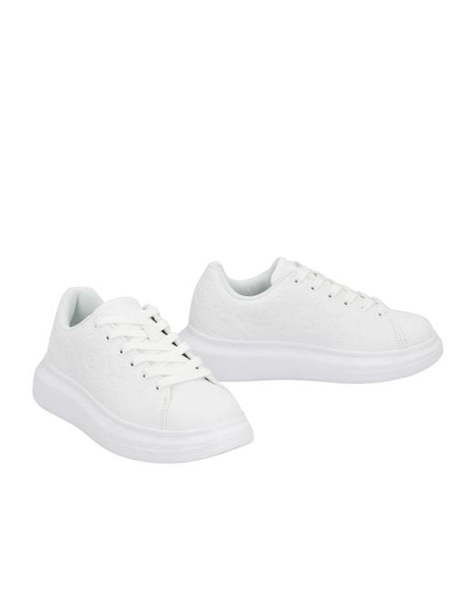 Just Cavalli White Logo Embossed Low-Top Sneakers