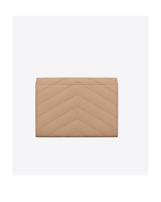 Saint Laurent Natural Small Monogram Envelope Wallet