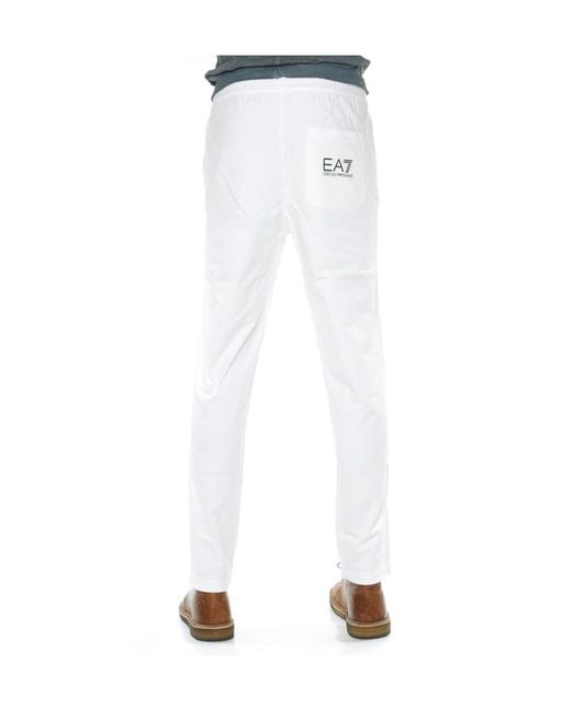EA7 White Logo Lace Up Sweatpants for men