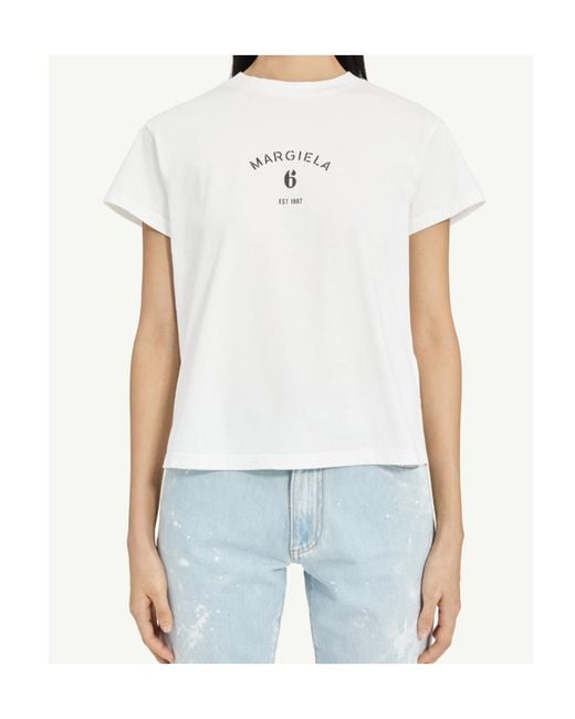 MM6 by Maison Margiela White Signature Jersey T-Shirt