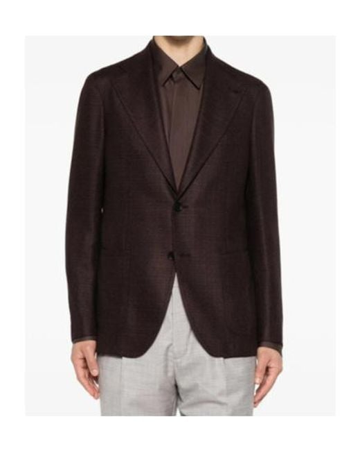 Tagliatore Brown Long-Sleeved Suit Jacket for men