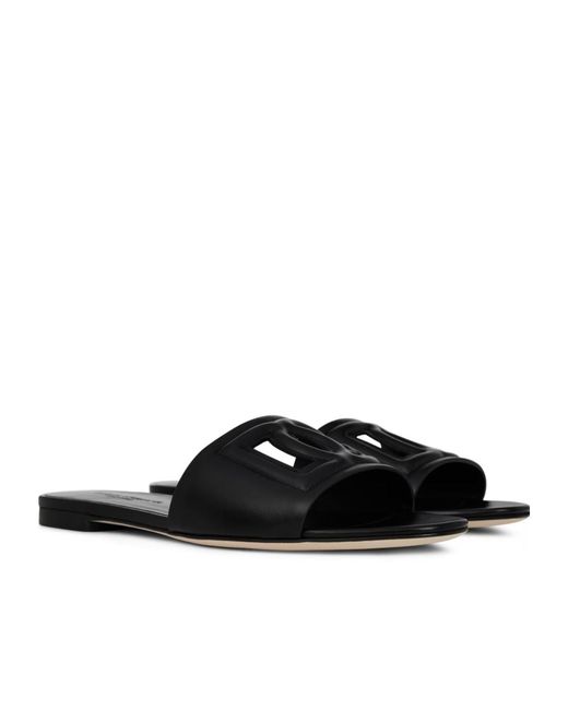 Dolce & Gabbana Black Cut-Out Logo Slides