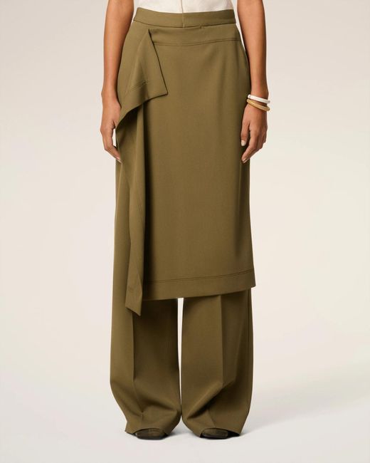 AMI Green Wool Front Panel Large Trousers