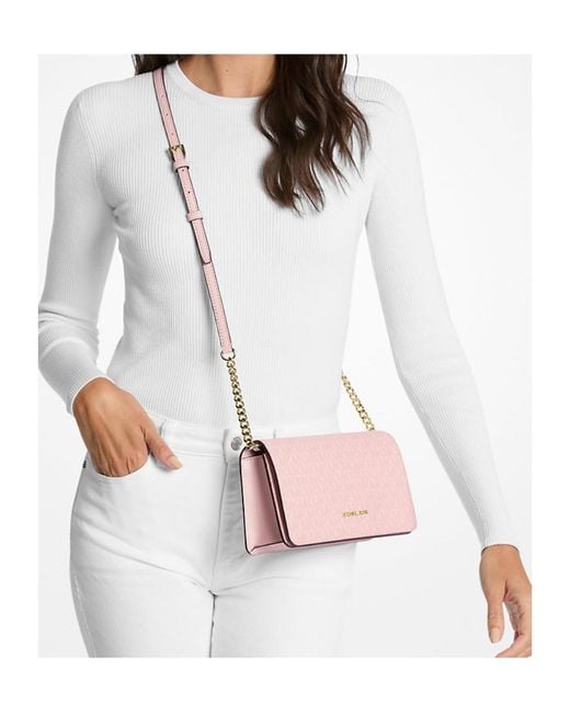Michael Kors Pink Jet Set Medium Signature Logo Crossbody Bag