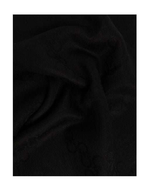 Ferragamo Black Ferragamo Monogram Fringed Scarf