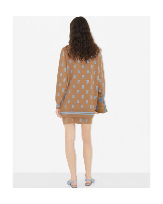 Burberry Brown Monogram-Print Jacquard Miniskirt