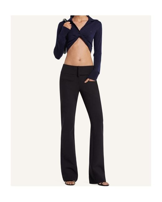 Courreges Black Twist-Detail Cropped Polo Jumper