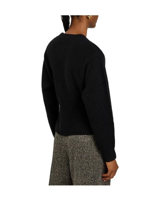 Lisa Yang Black Waist-Cinched Knitted Sweater
