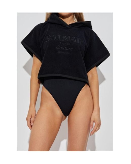 Balmain Black Cropped Poncho