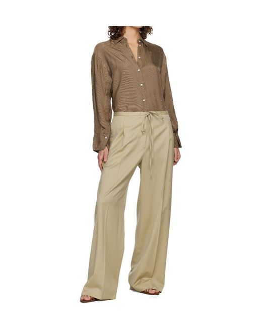 Rohe Natural Drawstring Pleated Trousers