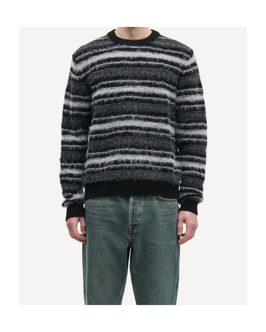 Samsøe & Samsøe Black Safinnley Crew-Neck Striped Sweater for men