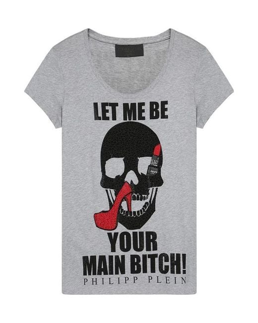 Philipp Plein Gray Logo Detail T-Shirt
