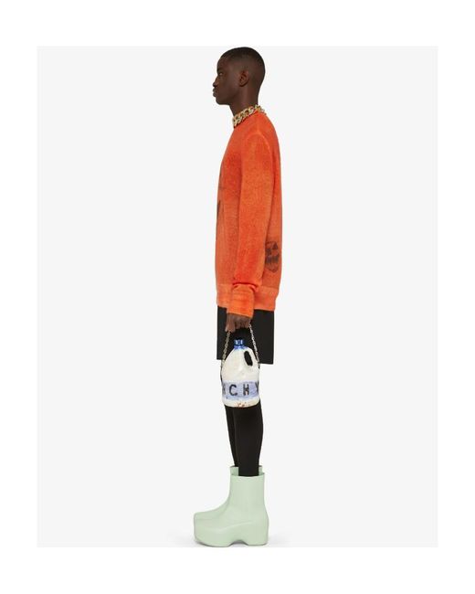 Givenchy Orange Ceramics-Printed Crewneck Knit Jumper for men