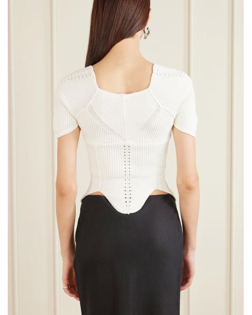 Cult Gaia White Eliza Crochet Top
