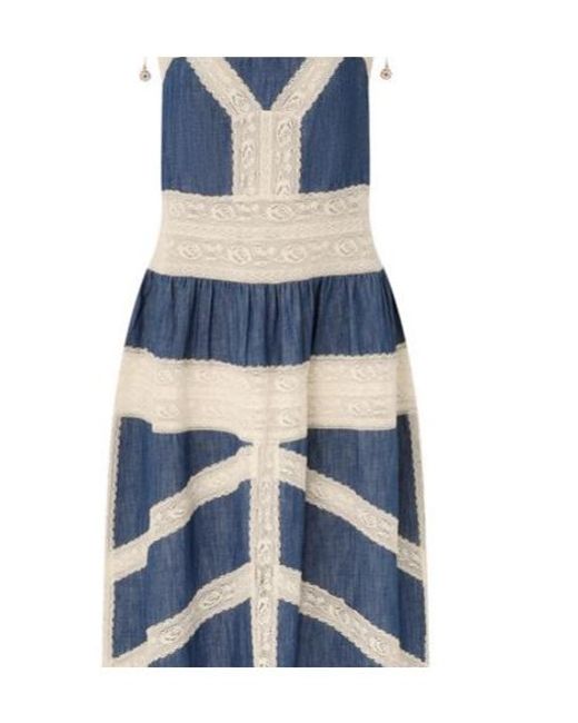 Zimmermann Blue Awaken Denim Dress With Lace Details