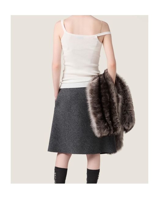 Miu Miu White Logo-Patch Ribbed Top