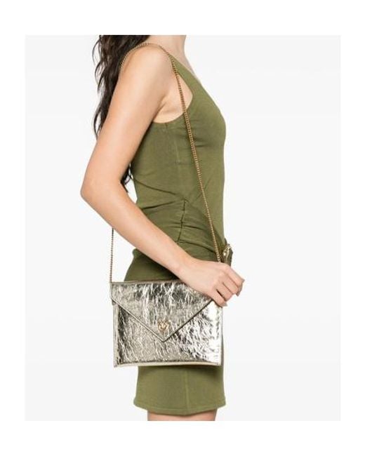 Pinko Natural Small Chain Flap Clutch Bag