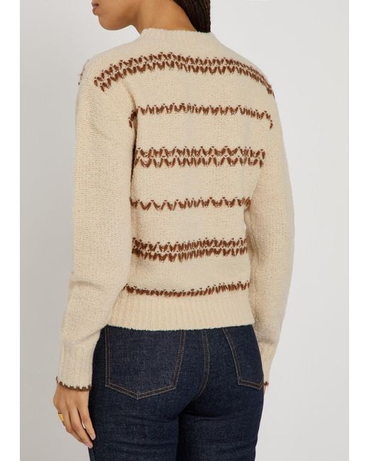 Isabel Marant Natural Roxane Embroidered Wool-Blend Jumper