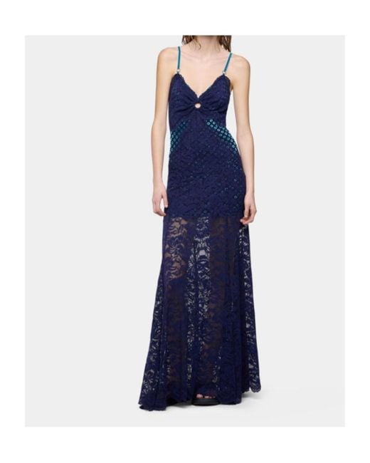 Rabanne Blue Trompe-L'Œil Lace Dress