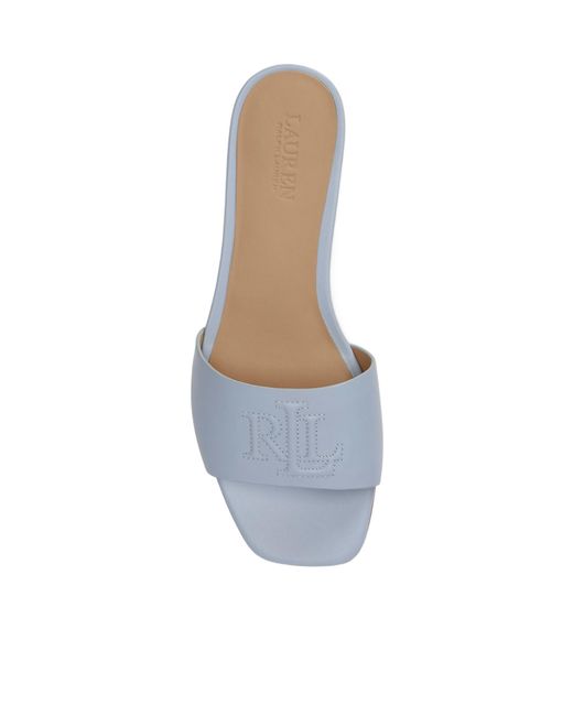 Ralph Lauren White Everley Logo-Embroidered Leather Sandals