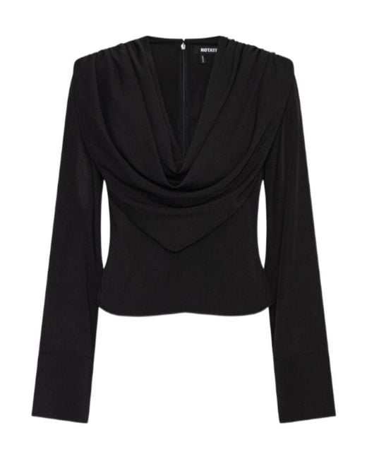 ROTATE BIRGER CHRISTENSEN Black Draped Blouse