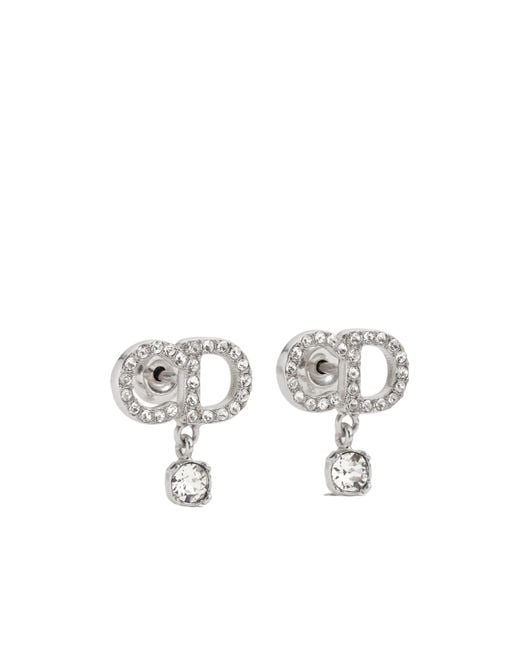 Dior White Cd Signature Earrings