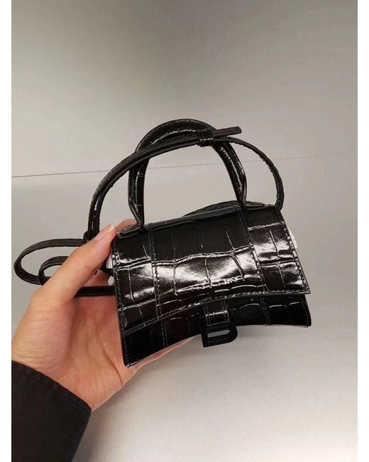 Balenciaga Black Mini Hourglass Tote Bag