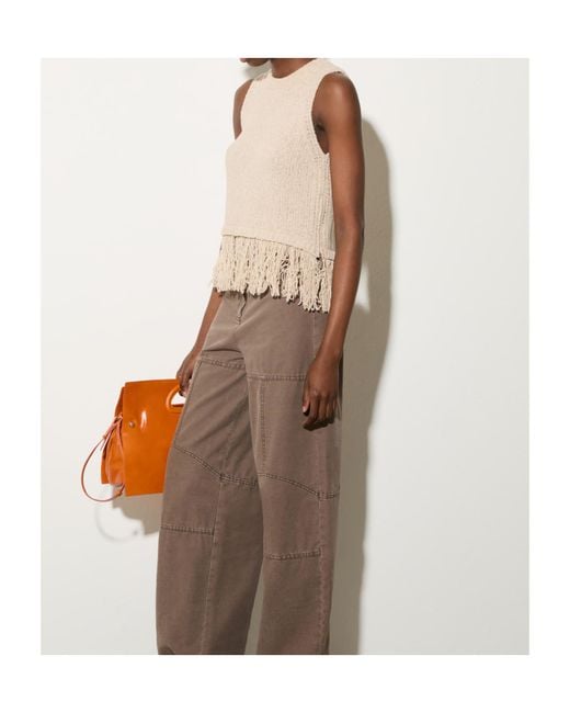 MAX&Co. Natural Round Neck Sleeveless Knit Top