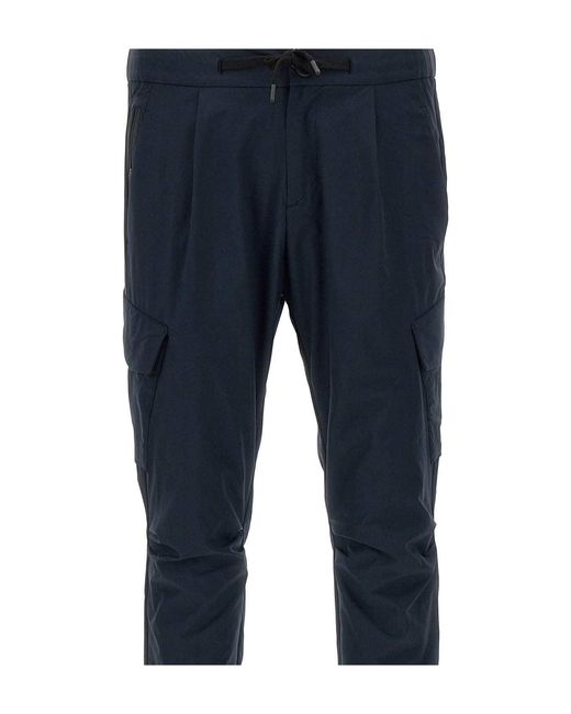 Herno Blue Tapered Drawstring Trousers for men