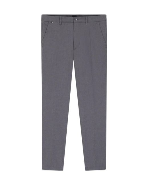 Boss Gray Pressed-Crease Tapered Trousers for men