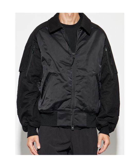 Y-3 Gray Contrast Panel Zip-Up Bomber Jacket for men