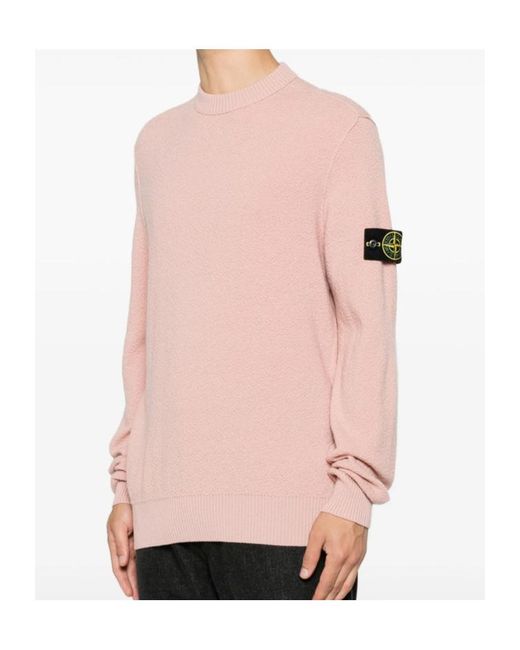 Stone Island Pink Crew-Neck Knitted Sweater for men