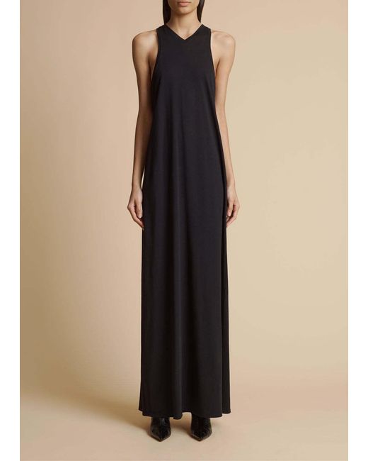 Khaite Black Vernetta V-Neck Sleeveless Maxi Dress