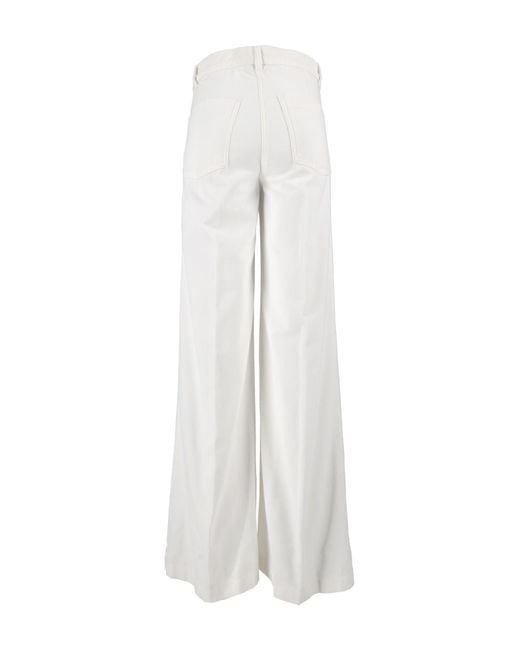 Aspesi White Wide-Leg High-Waisted Trousers